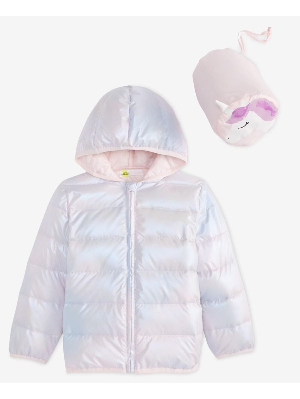 Epic Threads Girls Toddler 2T-4T Unicorn Packable Jacket, - Iridescent Pink
